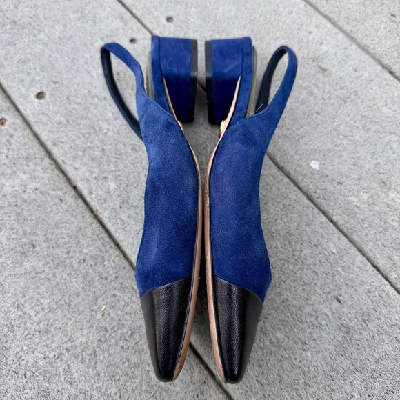 Veronica Beard Cecile Women Size 6.5M Indigo Black Slingback Cap Toe Block Heels - Picture 11 of 13